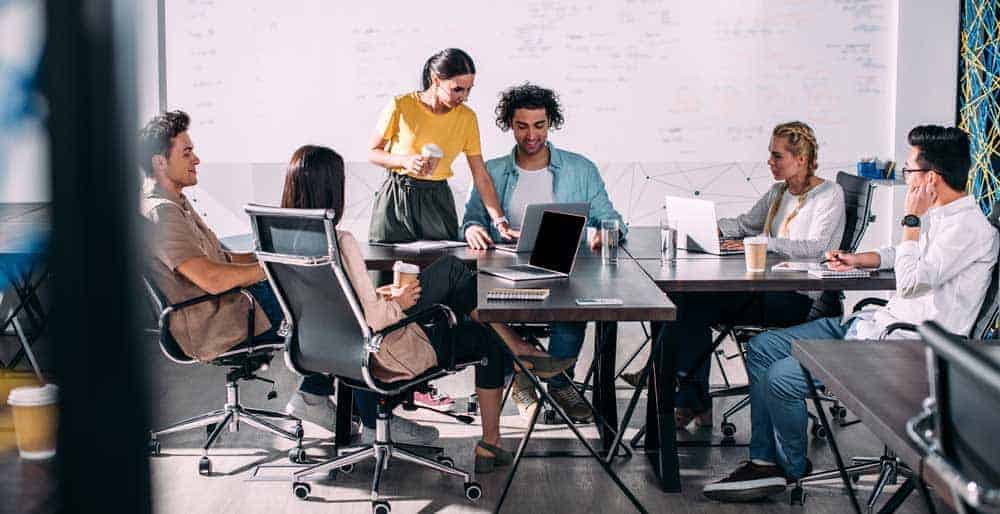 people at work in a coworking space