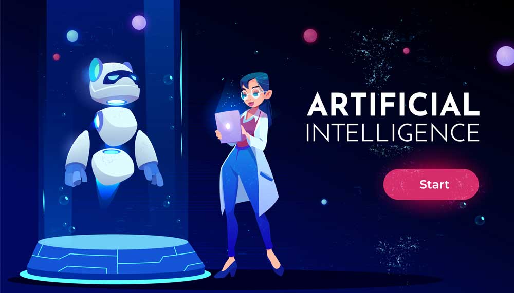 woman scientist with AI technology