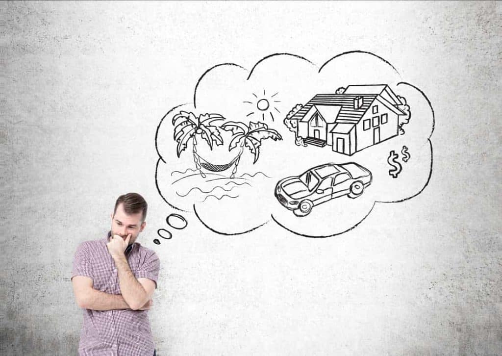 man thinking of getting rich